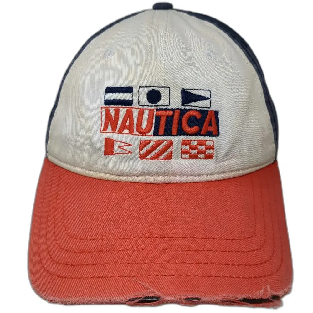 Nautica Slideback Baseball Cap Blue One Size Nautical Signal Flags Cotton Hat